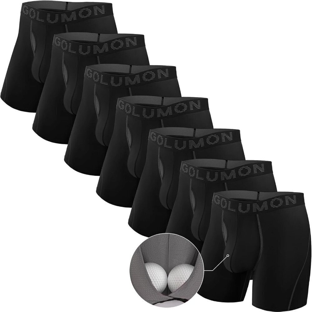Men’s Boxer Briefs 7 Pack Breathable Bamboo Rayon Soft Trunks w Pouch